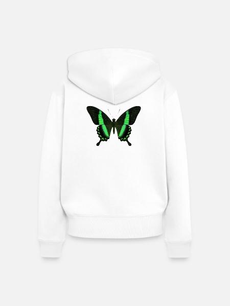Smaragdschwalbenschwanz Papilio palinurus Schmetterling - Frauen Premium Bio Zip Hoodie - Weiß