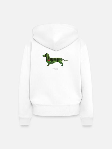 Waldi im Wald Dackel - Frauen Premium Bio Zip Hoodie - Weiß