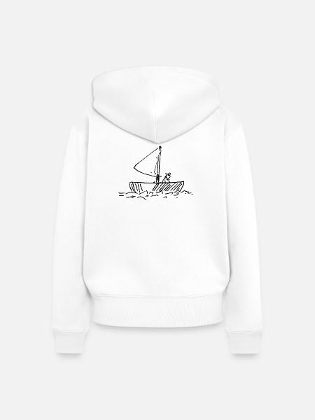 Fischer im Boot - Frauen Premium Bio Zip Hoodie - Weiß