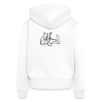 Elegant sketch print with cat - Women's Premium Organic Zip Hoodie - white - Back - AI Model Female 172 light (172cm)