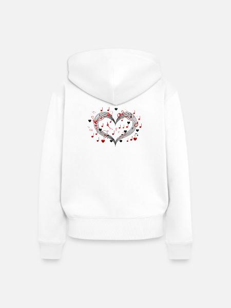 Ich liebe Musik - Frauen Premium Bio Zip Hoodie - Weiß