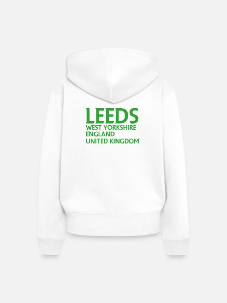Leeds – England Liedtextdesign - Frauen Premium Bio Zip Hoodie - Weiß