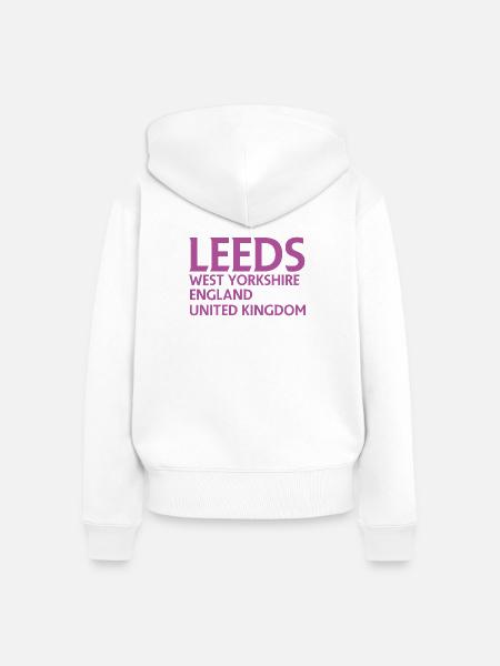 Leeds – England Liedtextdesign - Frauen Premium Bio Zip Hoodie - Weiß