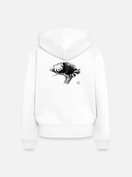 Schlafender roter Panda Zen Kunst - Frauen Premium Bio Zip Hoodie - Weiß