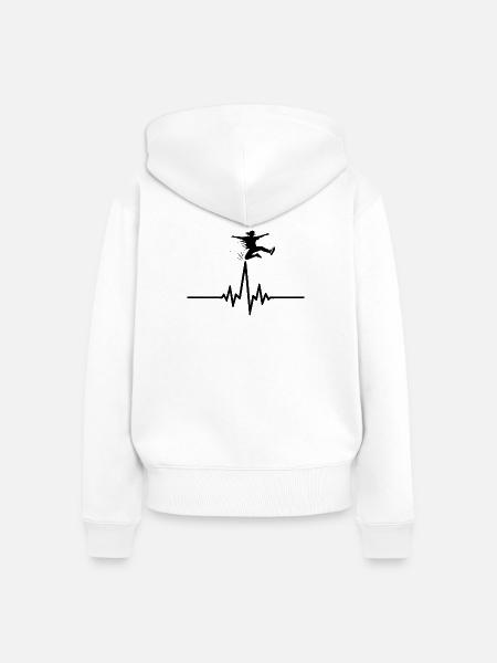Sprung über die Lebenslinie - Frauen Premium Bio Zip Hoodie - Weiß