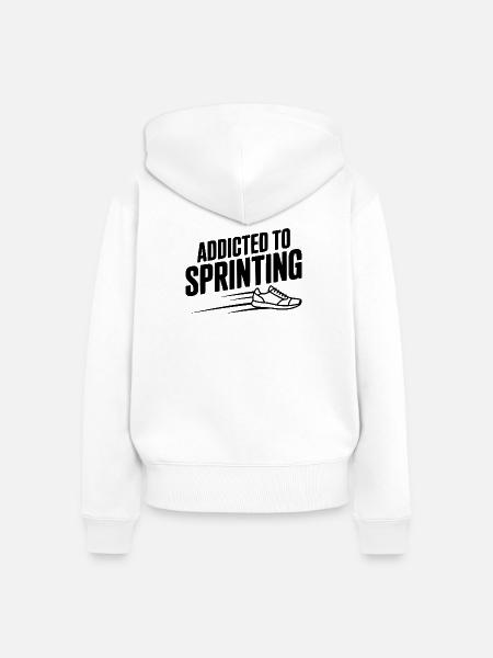 Sprintsüchtig - Frauen Premium Bio Zip Hoodie - Weiß