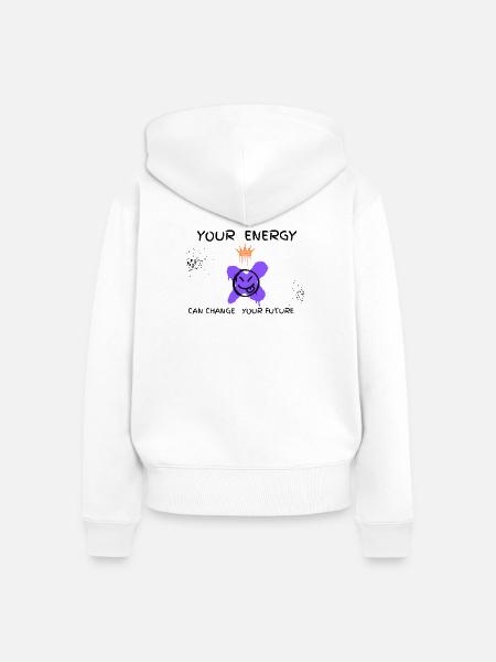 Crown Graffiti Lila - Frauen Premium Bio Zip Hoodie - Weiß