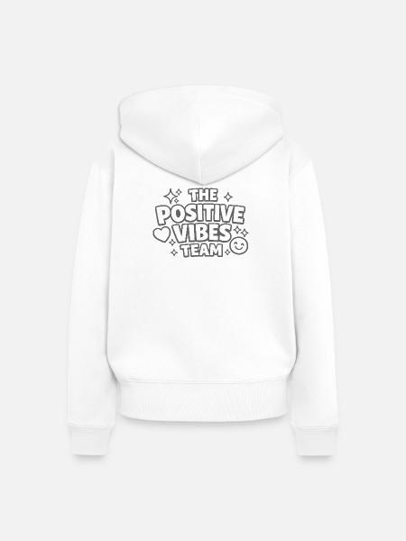 Positive Vibes Team Schriftzug - Frauen Premium Bio Zip Hoodie - Weiß