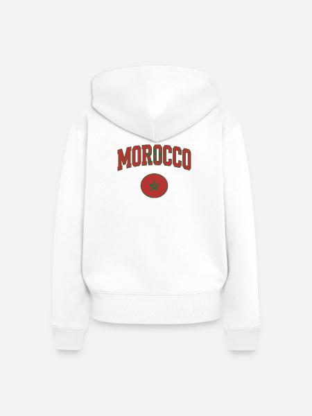Marokko-Arc-Logo mit rotem Stern - Frauen Premium Bio Zip Hoodie - Weiß