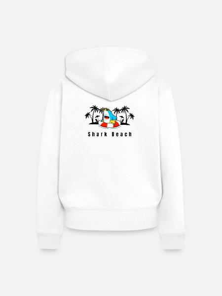 Schwimmender Hai am Rettungsring - Frauen Premium Bio Zip Hoodie - Weiß