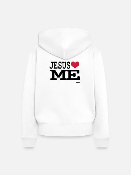 jesus loves me - Frauen Premium Bio Zip Hoodie - Weiß
