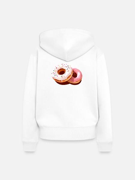 Bunter Donut-Print auf Freizeitkleidung - Frauen Premium Bio Zip Hoodie - Weiß