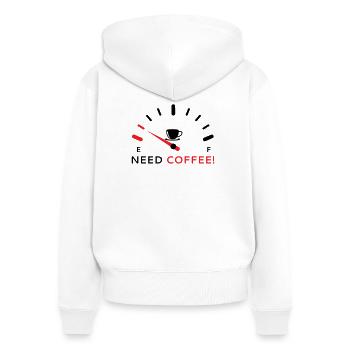 Brauche Kaffee 2 - Frauen Premium Bio Zip Hoodie - Weiß - Hinten - AI Model Female 172 light (172cm)