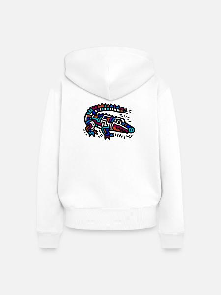 Krokodil - Frauen Premium Bio Zip Hoodie - Weiß