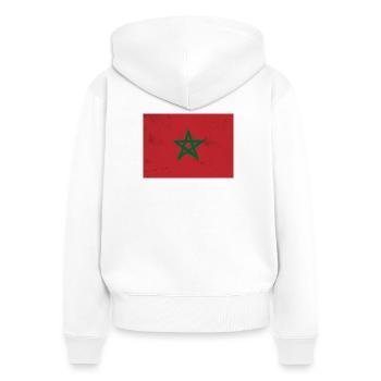 Flagge von Marokko - Frauen Premium Bio Zip Hoodie - Weiß - Hinten - AI Model Female 172 light (172cm)