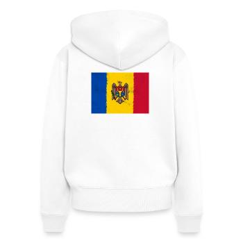 Flagge von Moldawien - Frauen Premium Bio Zip Hoodie - Weiß - Hinten - AI Model Female 172 light (172cm)