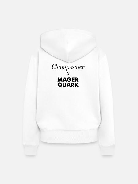 Magerquark Lustig Sekt - Frauen Premium Bio Zip Hoodie - Weiß