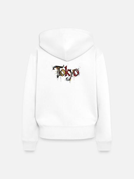 Tokyo - Frauen Premium Bio Zip Hoodie - Weiß