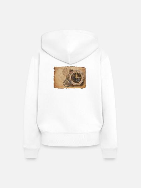Steampunk Uhrwerk - Frauen Premium Bio Zip Hoodie - Weiß