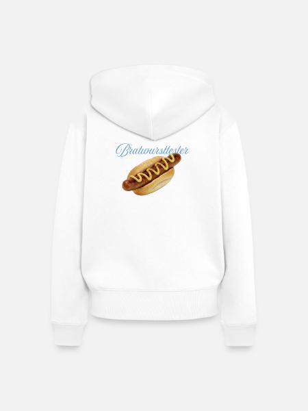 Deftiger Hotdog mit Senf - Frauen Premium Bio Zip Hoodie - Weiß