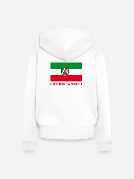NRW Flagge mit Wappen - Frauen Premium Bio Zip Hoodie - Weiß