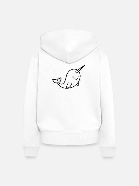 Narwal - Frauen Premium Bio Zip Hoodie - Weiß