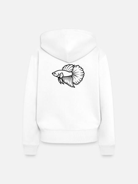 Kampffisch Betta Splendens Aquarium - Frauen Premium Bio Zip Hoodie - Weiß
