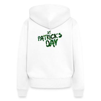 Green Leaf Typo St Patrick's Day - Women's Premium Organic Zip Hoodie - white - Back - AI Model Female 172 light (172cm)