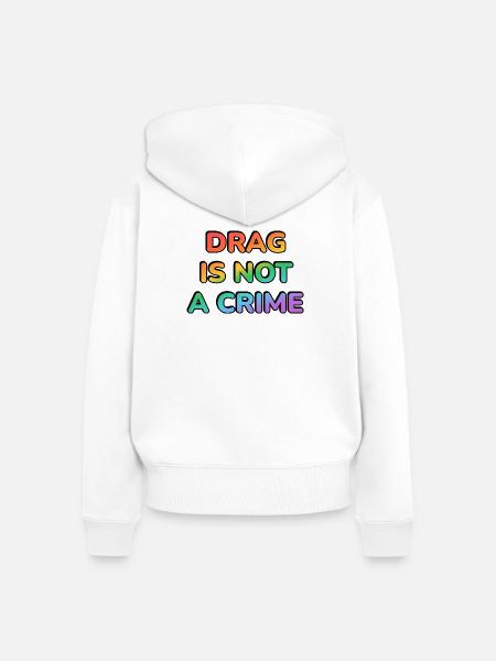 Drag ist kein Verbrechen – Regenbogen-Glyphen - Frauen Premium Bio Zip Hoodie - Weiß