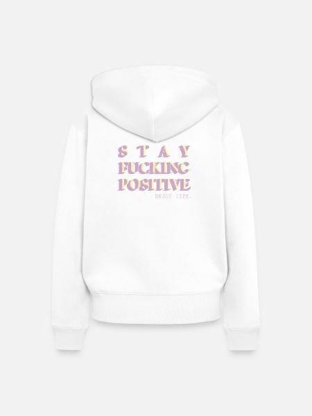 Stay Positive Typo Statement - Frauen Premium Bio Zip Hoodie - Weiß