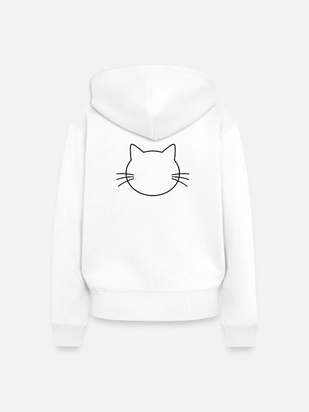 Katzenkopf - Frauen Premium Bio Zip Hoodie - Weiß