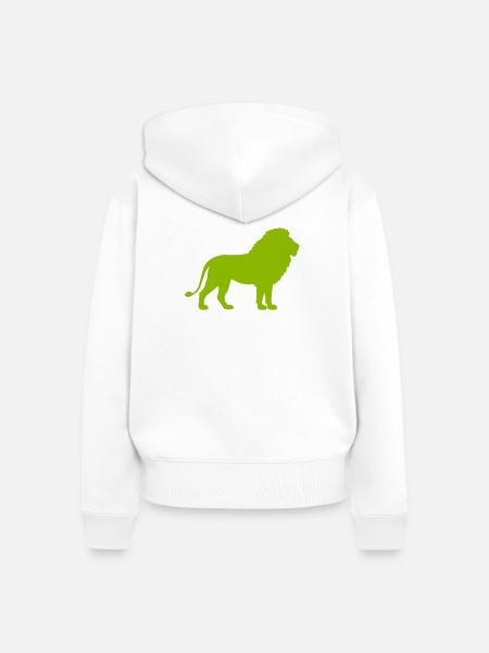Löwe Silhouette Neon Grün - Frauen Premium Bio Zip Hoodie - Weiß