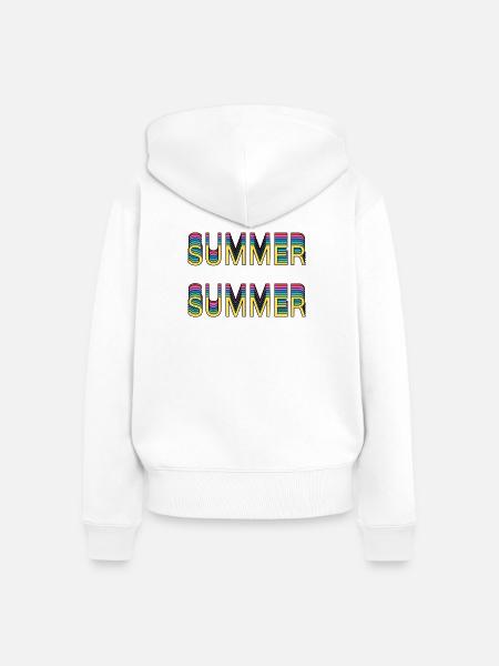 Sommer Regenbogen Schrift - Frauen Premium Bio Zip Hoodie - Weiß
