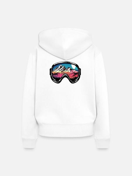 Skibrille Berge Ski - Frauen Premium Bio Zip Hoodie - Weiß