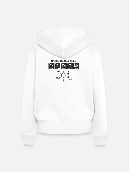  Lustiger Kaffee Periodensystem "CaFFeINe" Kaffee - Frauen Premium Bio Zip Hoodie - Weiß