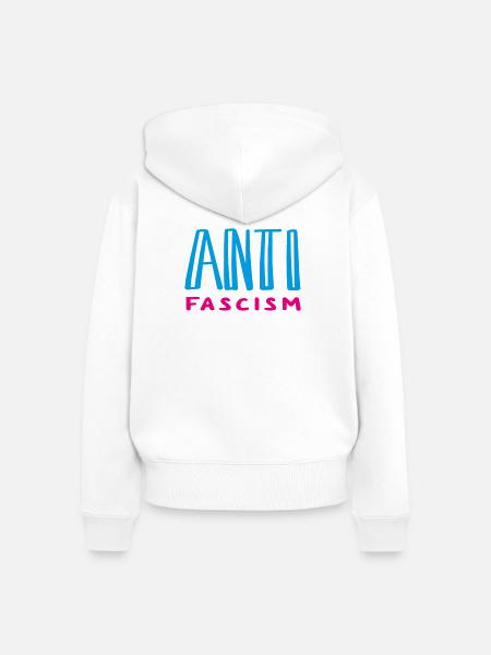 Antifascism - Frauen Premium Bio Zip Hoodie - Weiß
