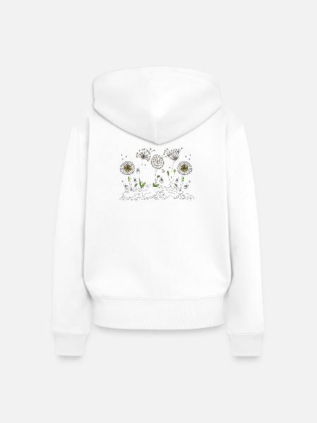 Blumen - Frauen Premium Bio Zip Hoodie - Weiß