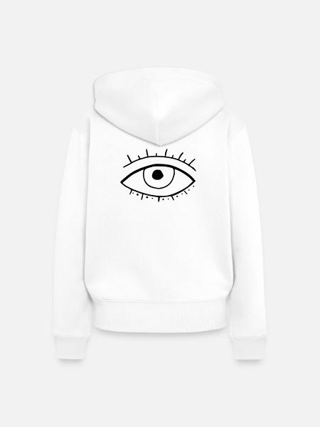 Auge - Frauen Premium Bio Zip Hoodie - Weiß