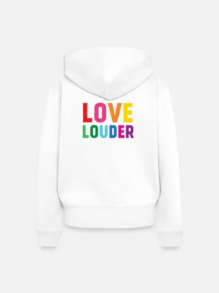 LGBTQ-Pride-Monat - Love Louder - Frauen Premium Bio Zip Hoodie - Weiß