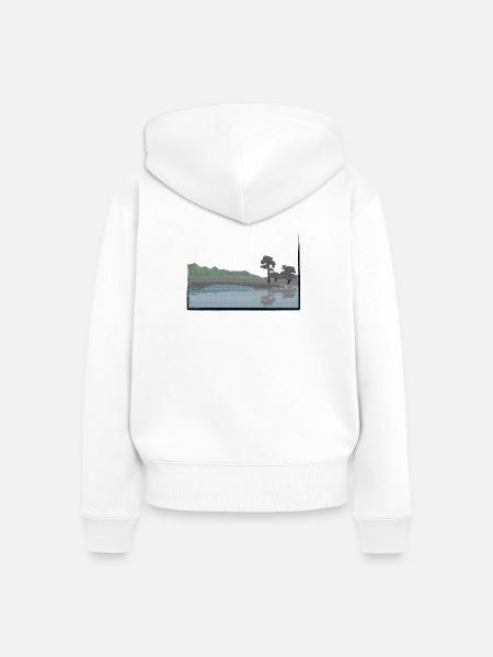 Landschaft mit See modifiziert - Frauen Premium Bio Zip Hoodie - Weiß