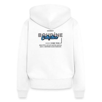 Kollektion Boudine - Frauen Premium Bio Zip Hoodie - Weiß - Hinten - AI Model Female 172 light (172cm)