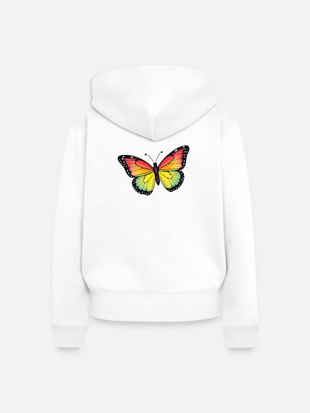 Schmetterling - Frauen Premium Bio Zip Hoodie - Weiß