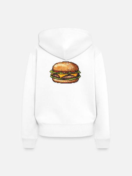 8Bit Hamburger Pixelkunst - Frauen Premium Bio Zip Hoodie - Weiß