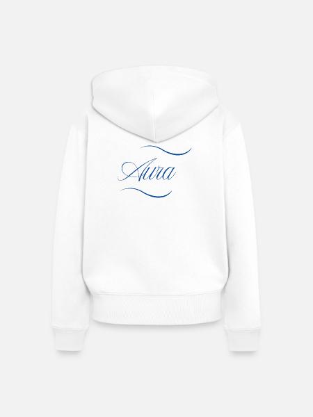 Aura Eleganz Schriftzug - Frauen Premium Bio Zip Hoodie - Weiß