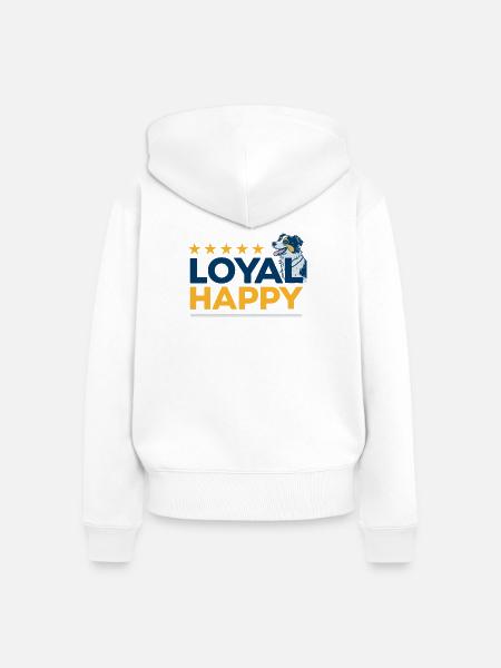 Happy Loyal Dog Logo - Frauen Premium Bio Zip Hoodie - Weiß