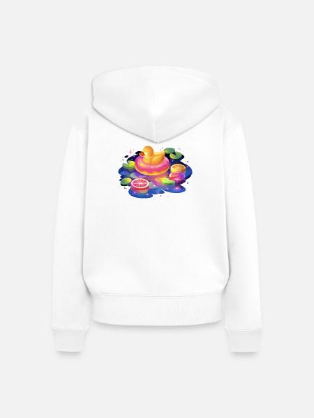 Fruchtiger Donut-Enten-Trip - Frauen Premium Bio Zip Hoodie - Weiß