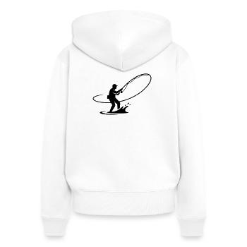Dynamischer Angler Auswurf Rute Vektor - Frauen Premium Bio Zip Hoodie - Weiß - Hinten - AI Model Female 172 light (172cm)