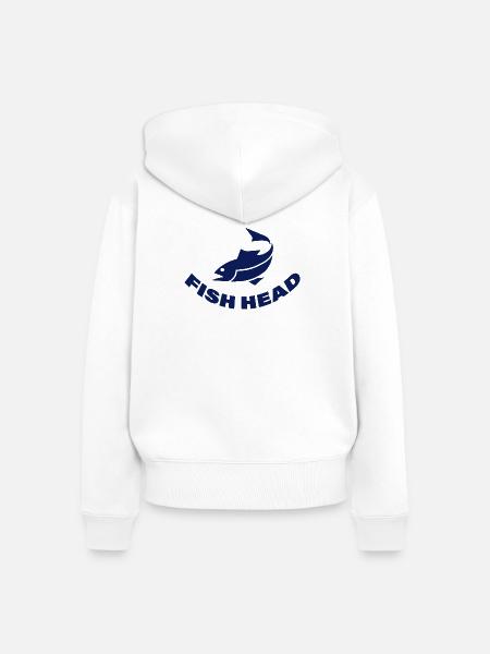 FISH HEAD - Frauen Premium Bio Zip Hoodie - Weiß