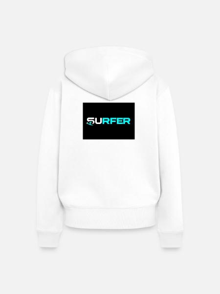 Surfer Neon Text-Logo - Frauen Premium Bio Zip Hoodie - Weiß