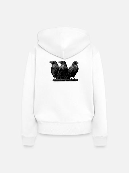 Raben - Frauen Premium Bio Zip Hoodie - Weiß